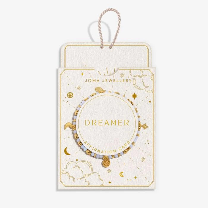 Joma Jewellery Affirmation Card Dreamer Gold Plated Bracelet