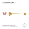 Inverness 24ct Gold Plated Pink Butterfly 4mm