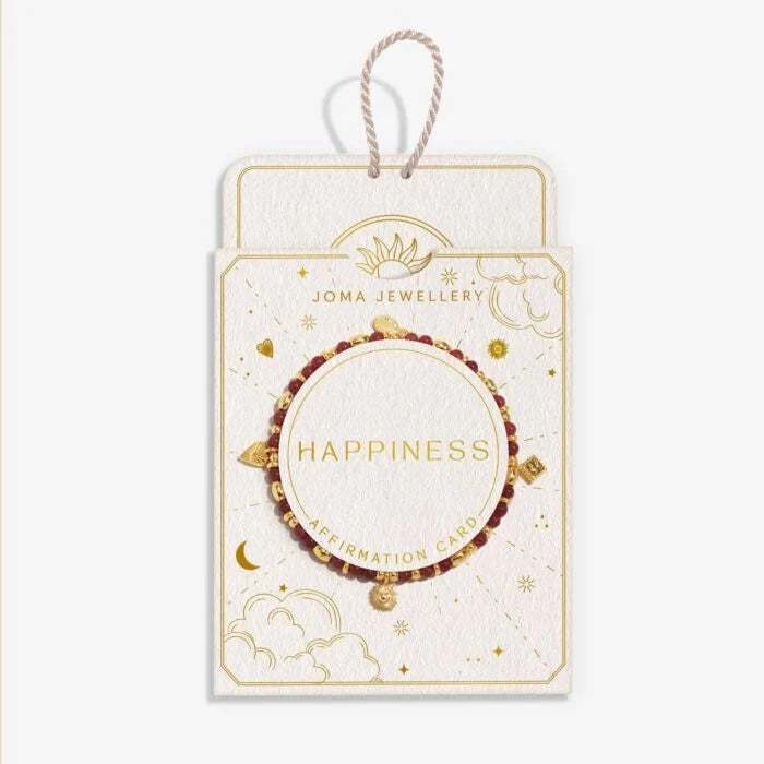 Joma Jewellery Affirmation Card Happiness Gold Plated Bracelet