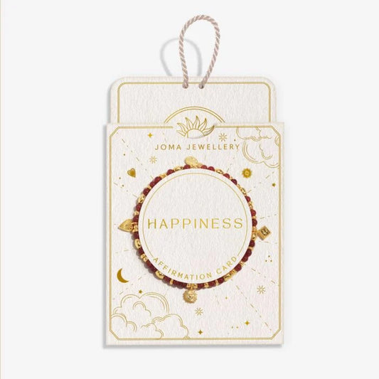 Joma Jewellery Affirmation Card Happiness Gold Plated Bracelet