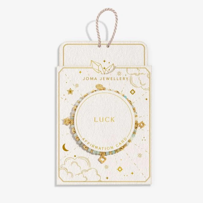 Joma Jewellery Affirmation Card Luck Gold Plated Bracelet