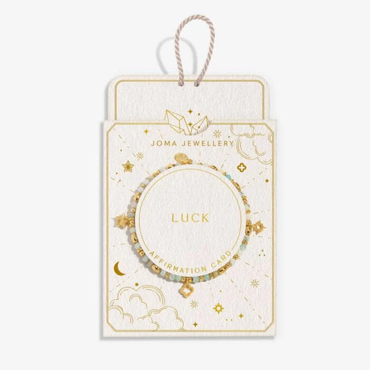 Joma Jewellery Affirmation Card Luck Gold Plated Bracelet