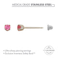 Stainless Steel Tiffany Rose Crystal