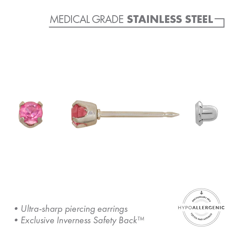 Stainless Steel Tiffany Rose Crystal