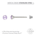 Inverness Stainless Steel 3mm V Shape Violet Crystal