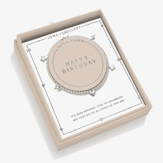 Joma Jewellery Life's A Charm Happy Birthday Silver Plated Bracelet