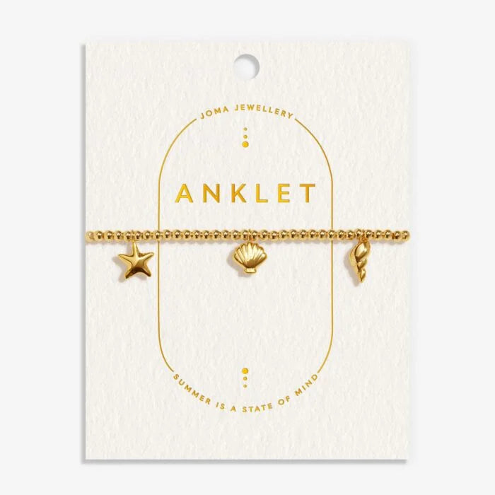 Joma Jewellery Anklet Shell Charms Gold Plated Anklet