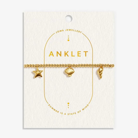Joma Jewellery Anklet Shell Charms Gold Plated Anklet