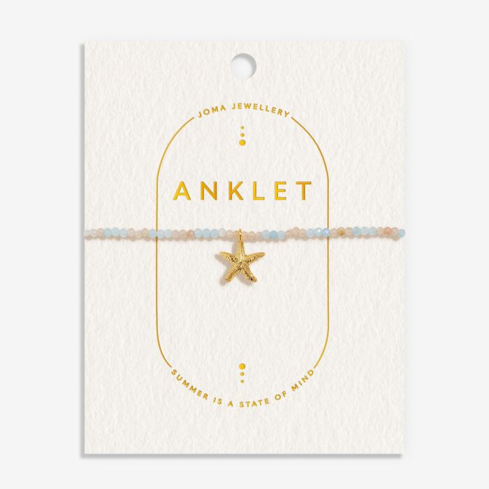 Joma Jewellery Anklet Multi Stone Starfish Gold Plated Anklet
