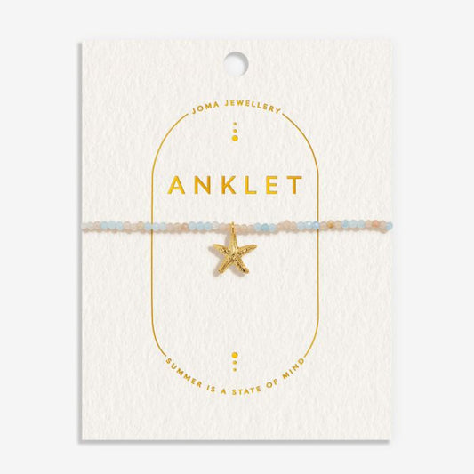 Joma Jewellery Anklet Multi Stone Starfish Gold Plated Anklet