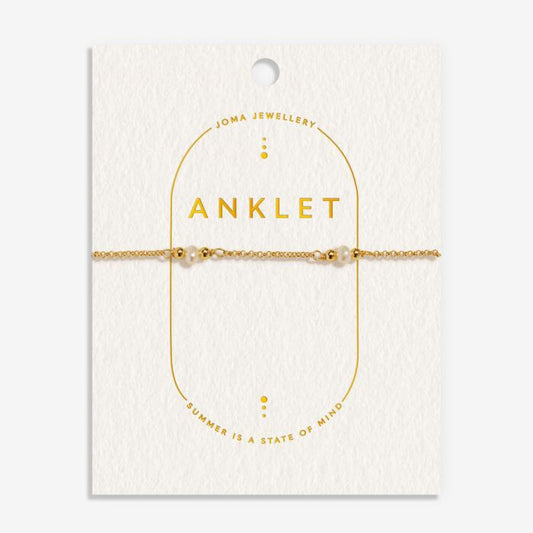 Joma Jewellery Anklet Pearl Gold Plated Anklet