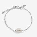 Joma Jewellery Loved By You Pearl Heart Chain Silver Plated Bracelet