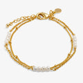 Joma Jewellery Loved By You Double Layered Pearl Chain Gold Plated Bracelet