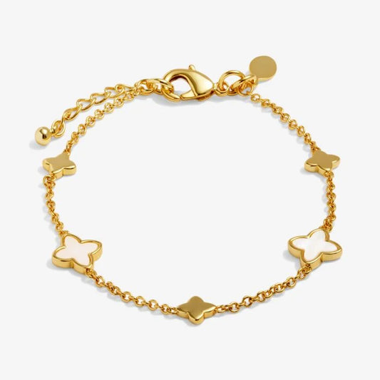 Joma Jewellery Loved By You Mother Of Pearl Clover Gold Plated Bracelet