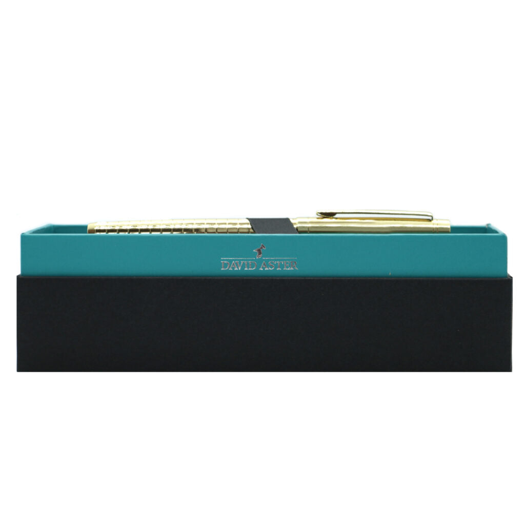 David Aster Gold Checker Roller Ball Pen