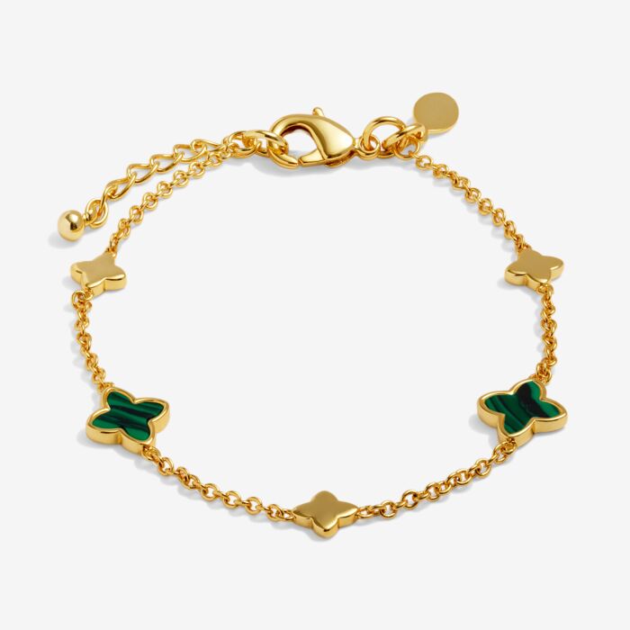 Joma Jewellery Loved By You Green Clover Gold Plated Bracelet