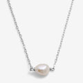 Joma Jewellery Loved By You Pearl Heart Chain Silver Plated Necklace