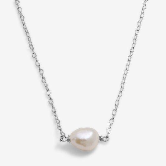 Joma Jewellery Loved By You Pearl Heart Chain Silver Plated Necklace