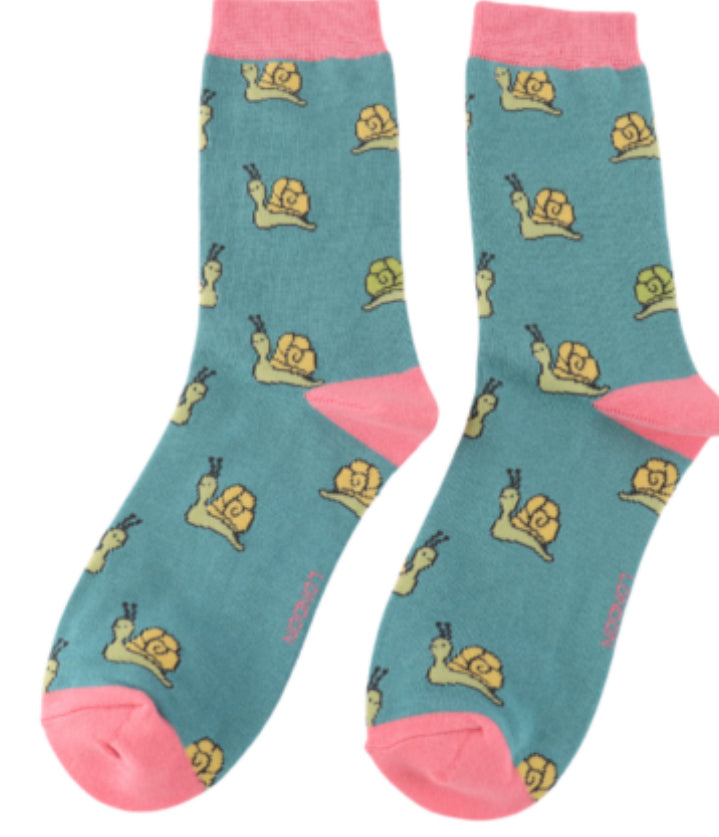Miss Sparrow Snails Socks Teal