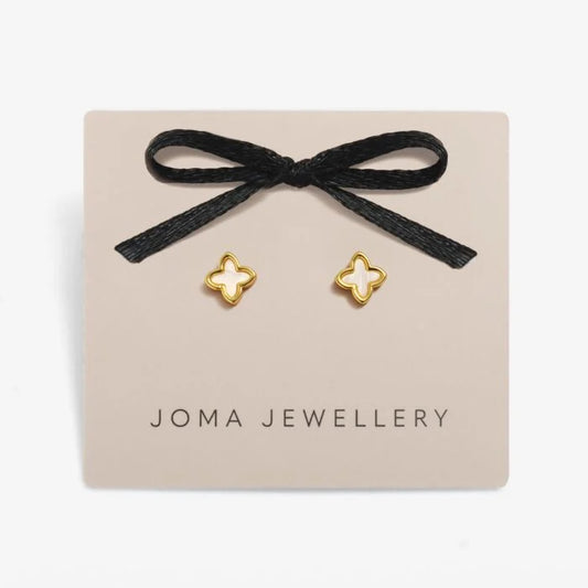 Joma Jewellery Loved By You Mother Of Pearl Clover Gold Plated Stud Earrings