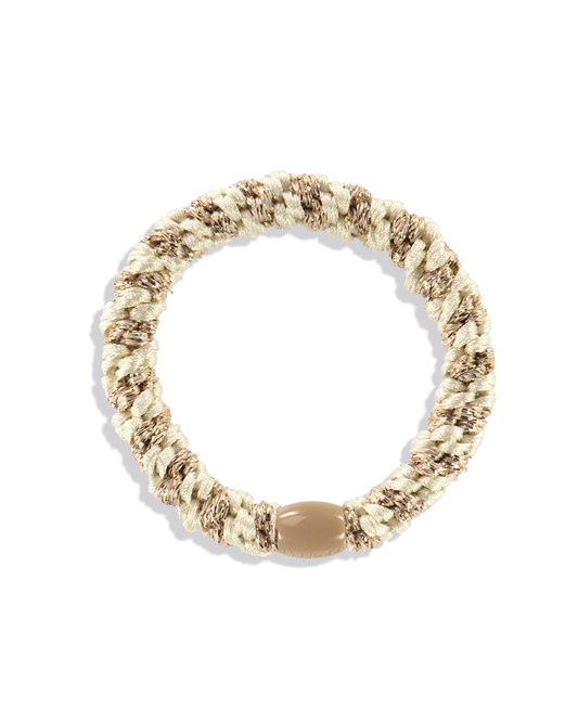 Kknekki Ivory-Beige Glitter Stripe Hair Tie