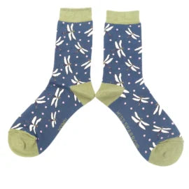 Miss Sparrow Dragon Fly Socks Navy