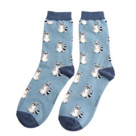 Miss Sparrow Racoon Socks Blue
