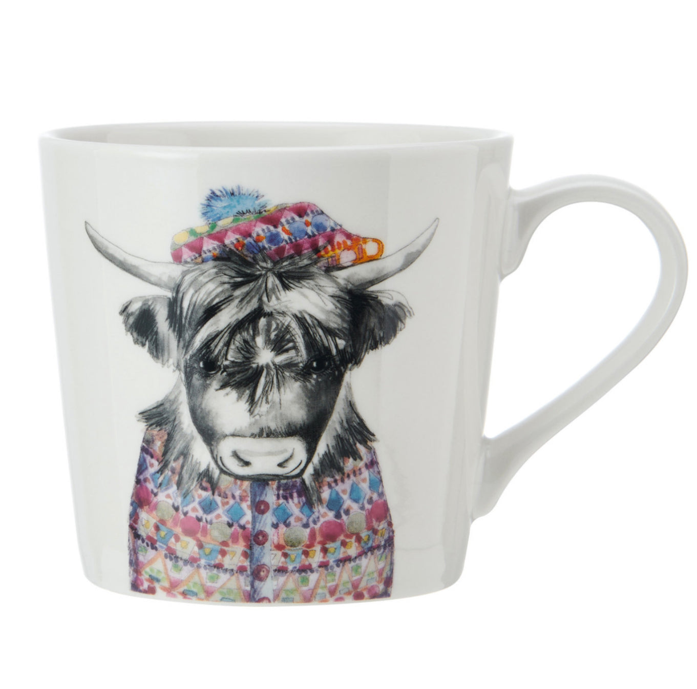 Mikasa TipperleyHill Fine China Mug, Highland Cow Print, 380ml