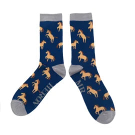 Mr Heron Wild Horses Navy Socks