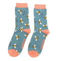 Mr Heron Bee Socks Stripes Blue and Grey
