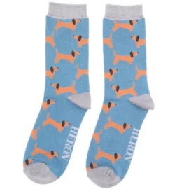 Mr Heron Sausage Dog Socks Denim