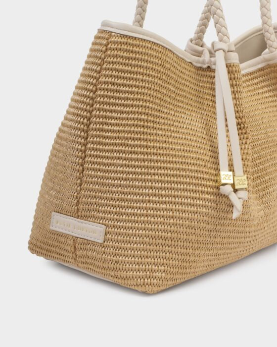 Katie Loxton Nova Raffia Small Shoulder Tote Natural Raffia/Oyster