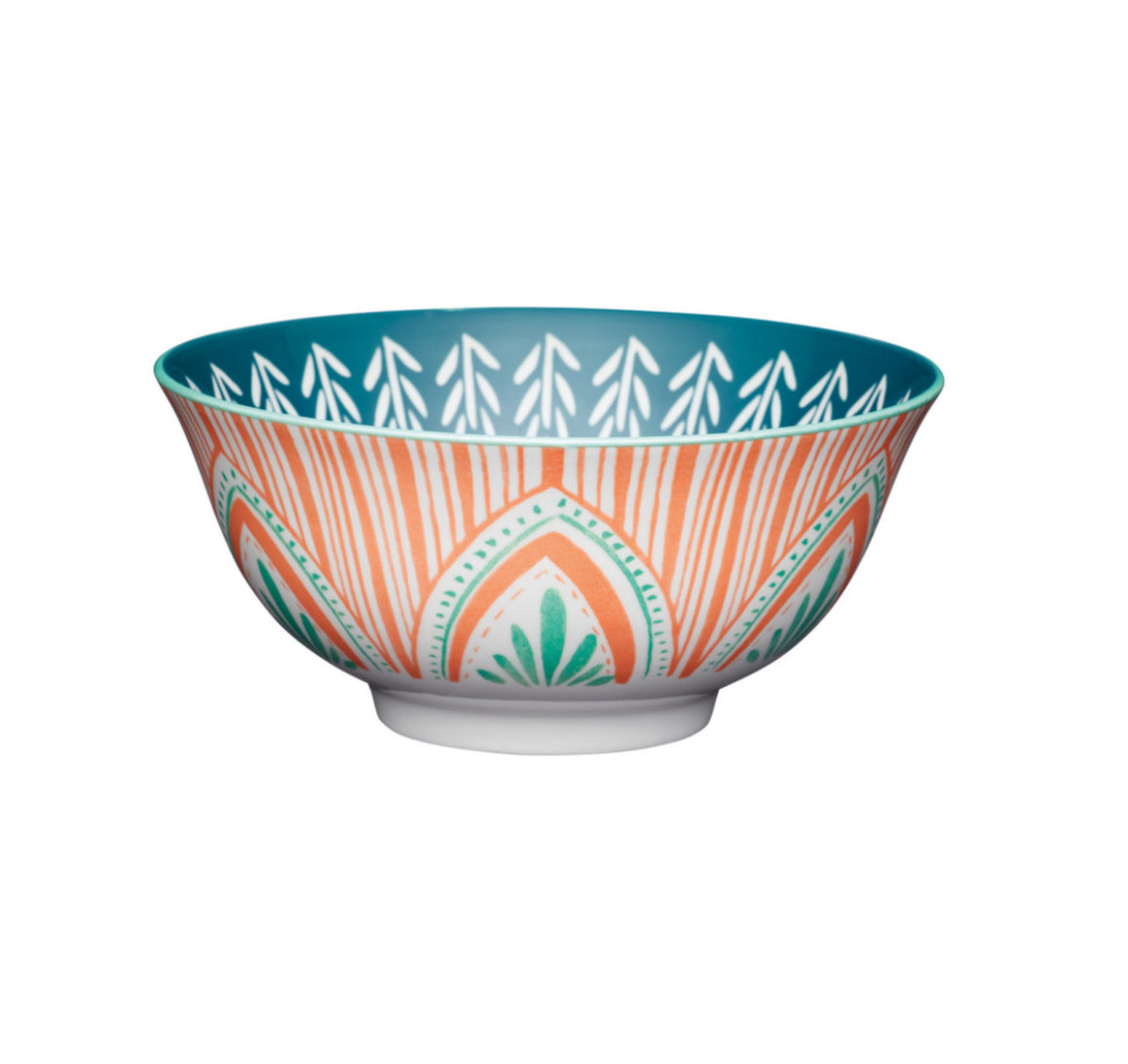 KitchenCraft Bowl Ceramic Colourful Folk Pattern 16cm