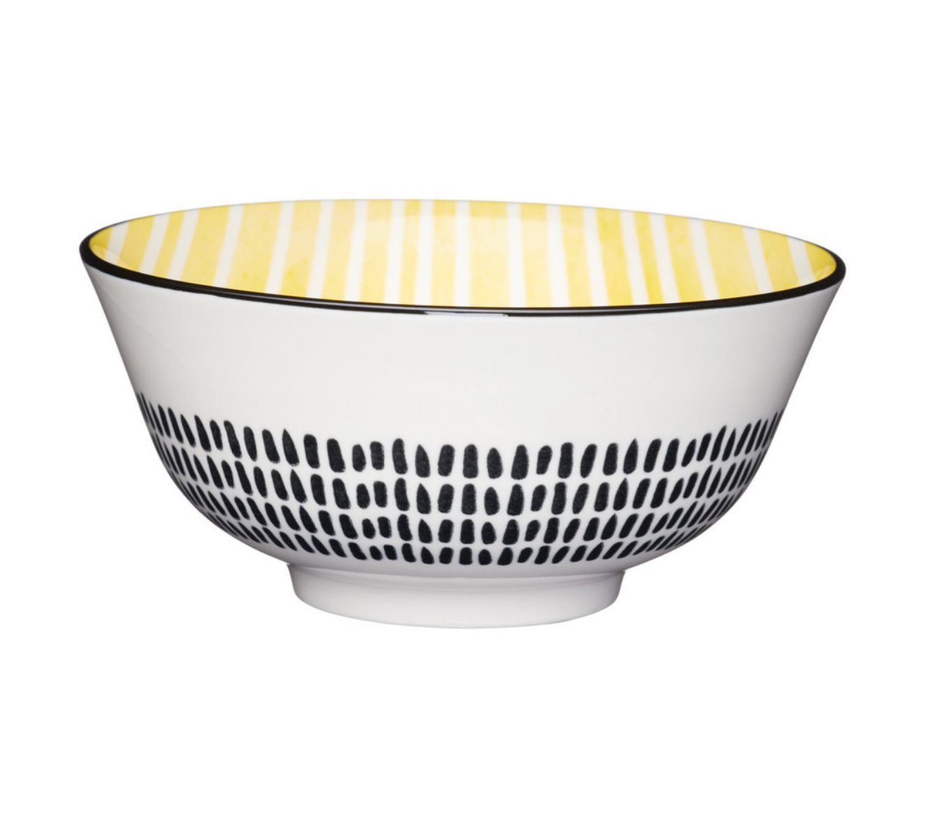 KitchenCraft Bowl Ceramic Moroccan Style Yellow Stripe 16cm