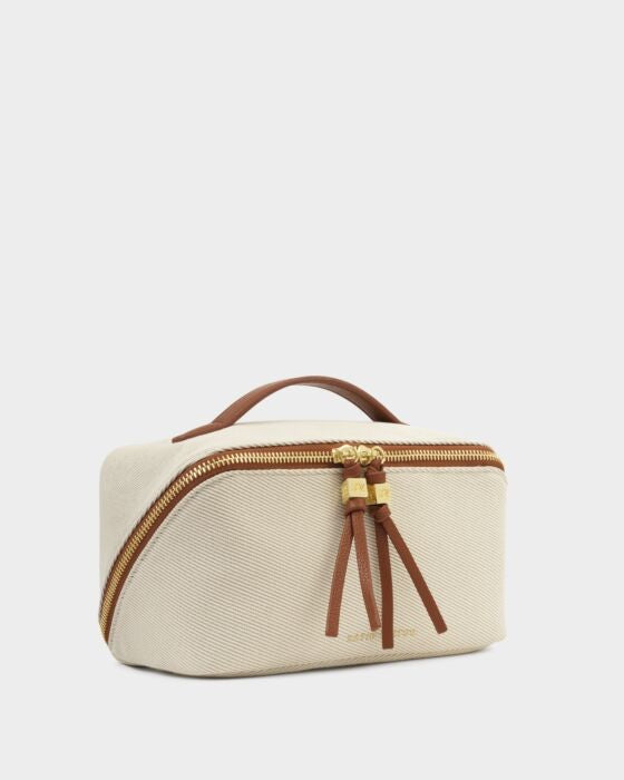 Katie Loxton Soho Medium Make Up/Wash Bag Canvas/Cognac