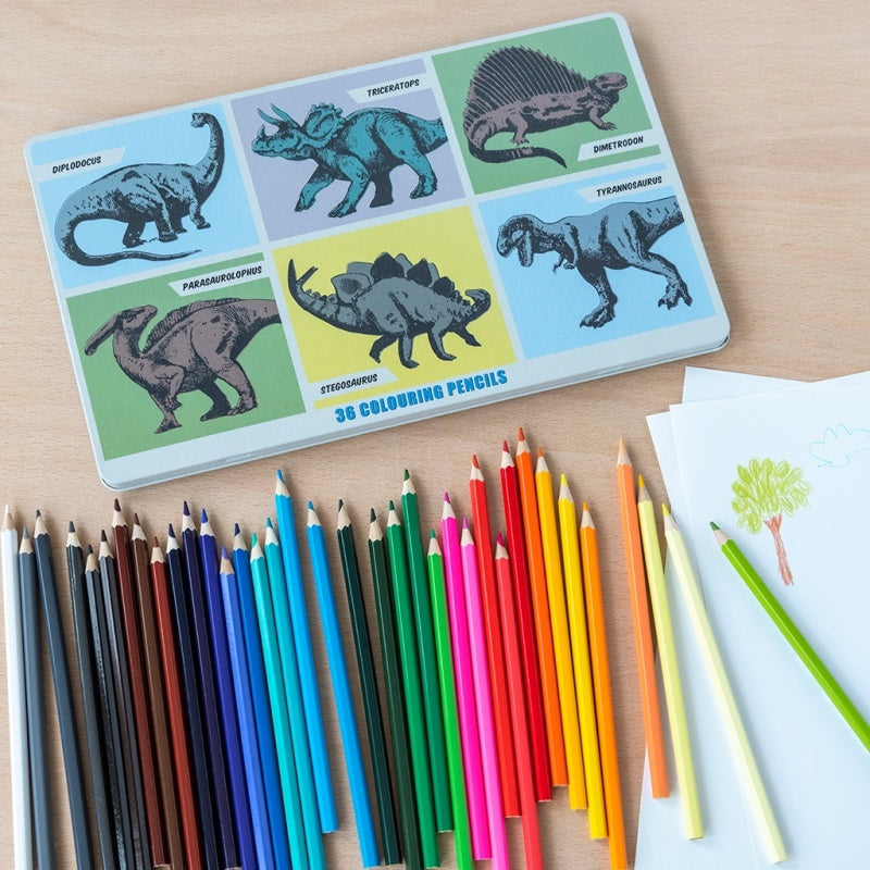 Colouring Pencils In A Tin 36’s Prehistoric