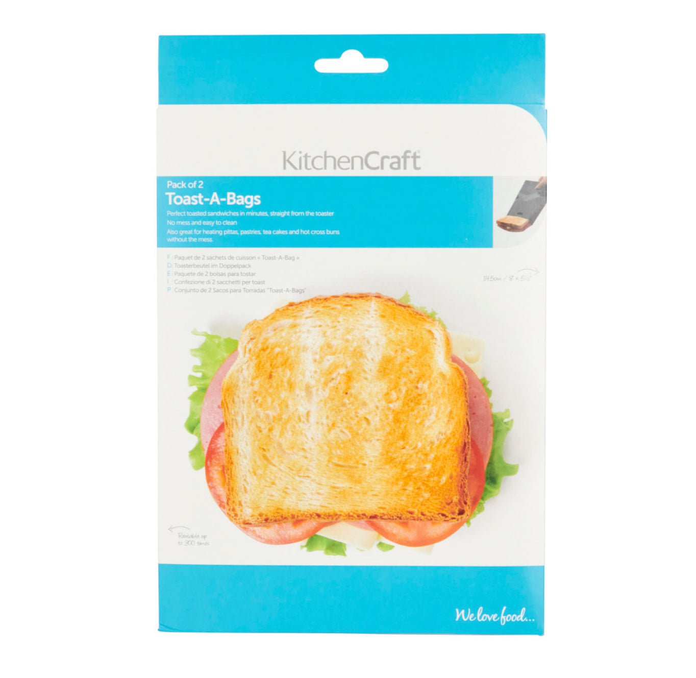 KitchenCraft Non-Stick Pack of 2 Reusable Toaster Bags