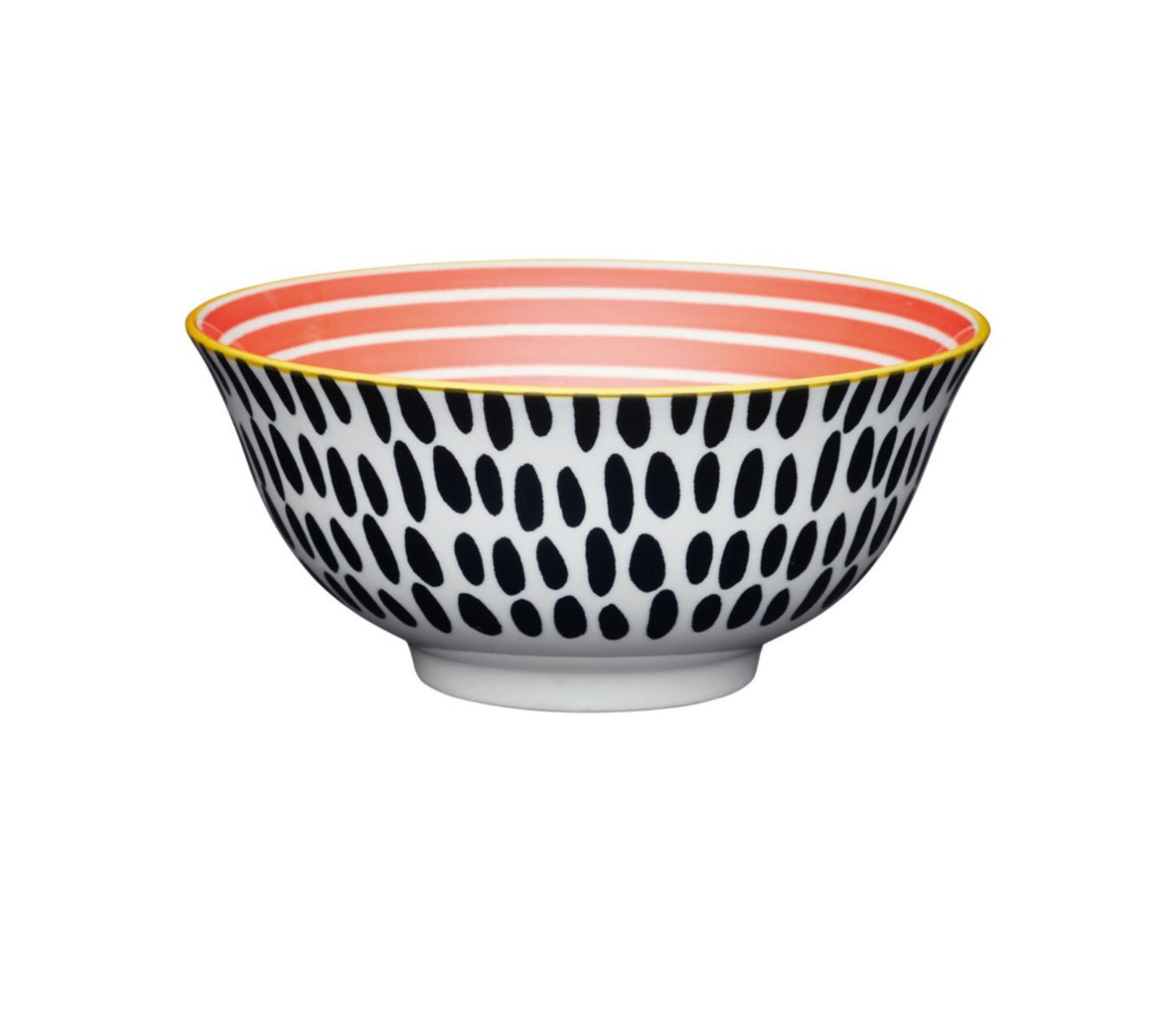 KitchenCraft Bowl Ceramic Red Swirl and Black Spots 16cm