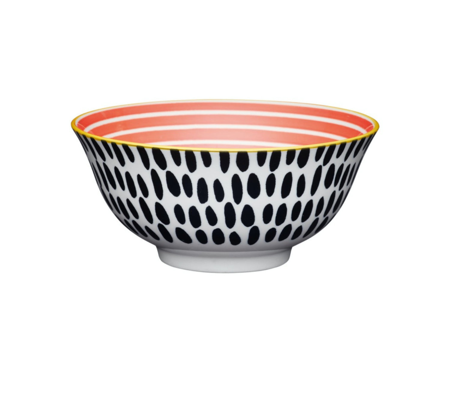 KitchenCraft Bowl Ceramic Red Swirl and Black Spots 16cm