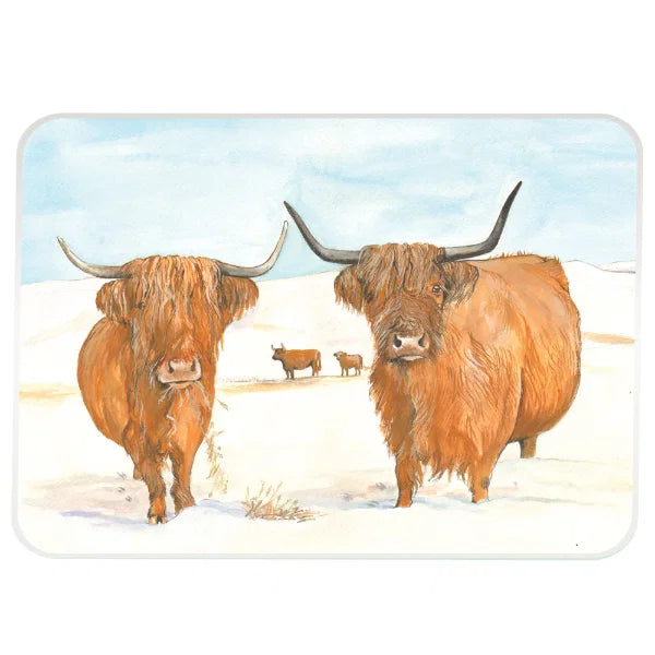 Stowgreen Tuftop Worktop Protector ‘Highland Cattle In Snow ‘