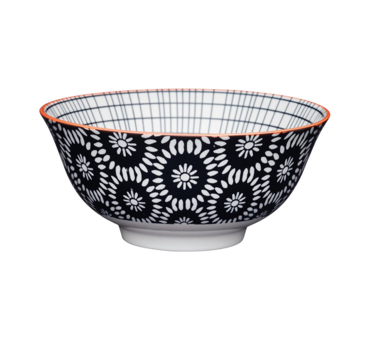 KitchenCraft Bowl Ceramic Black Swirl Centred 16cm