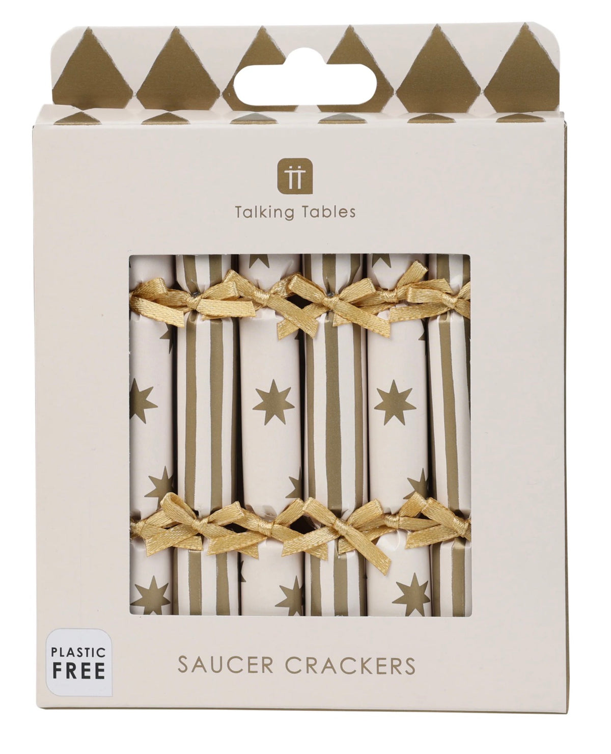 Talking Tables Gold Christmas Saucer Crackers 8 Pack