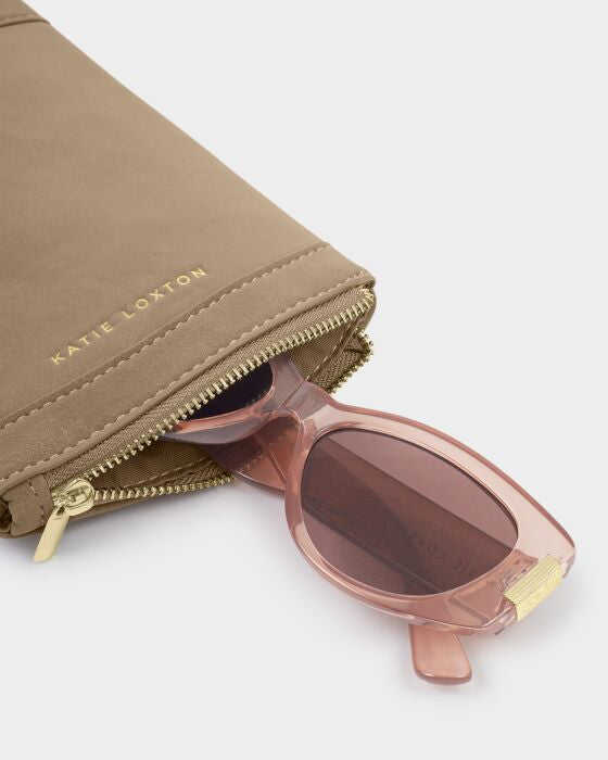Katie Loxton Clip On Sunglasses Case Taupe Suedette