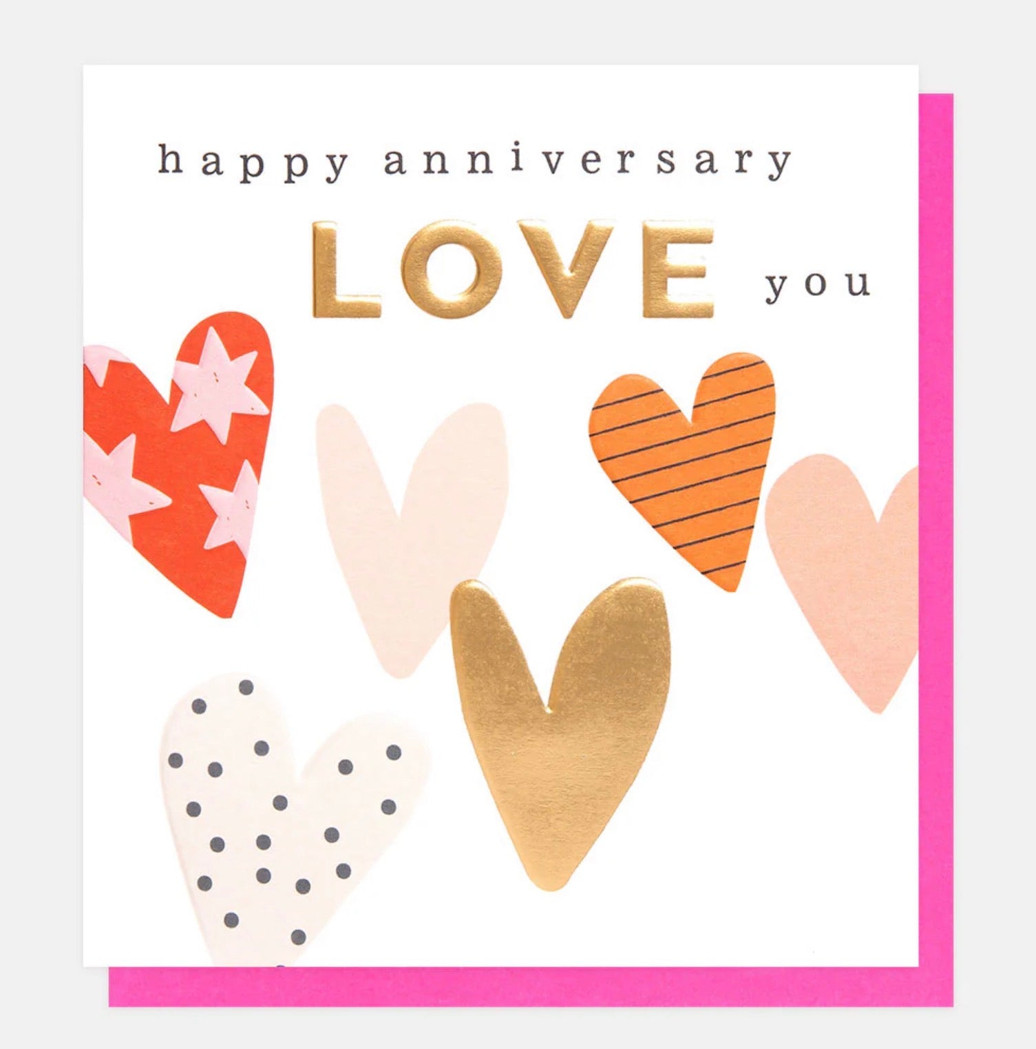 Patterned Hearts Anniversary Card