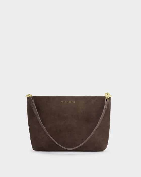 Katie Loxton Cord Small Shoulder Bag Bitter Chocolate Suedette