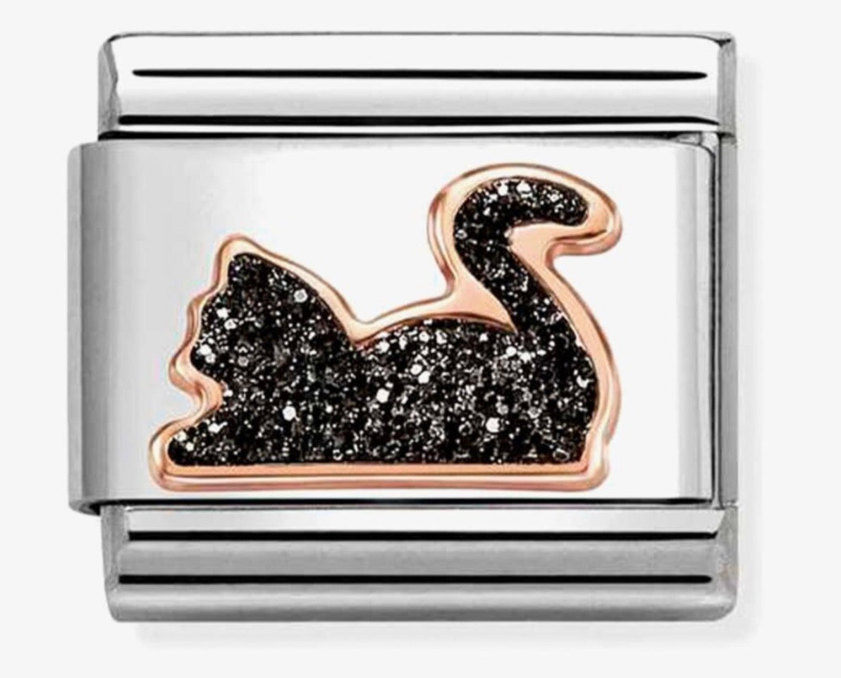 Nomination Composable Classic Glitter 9K Gold Black Cat 430205/32