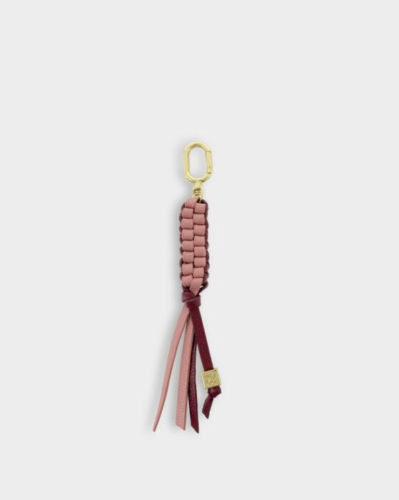 Katie Loxton Braided Keyring Bag Charm Rose Pink/Cherry
