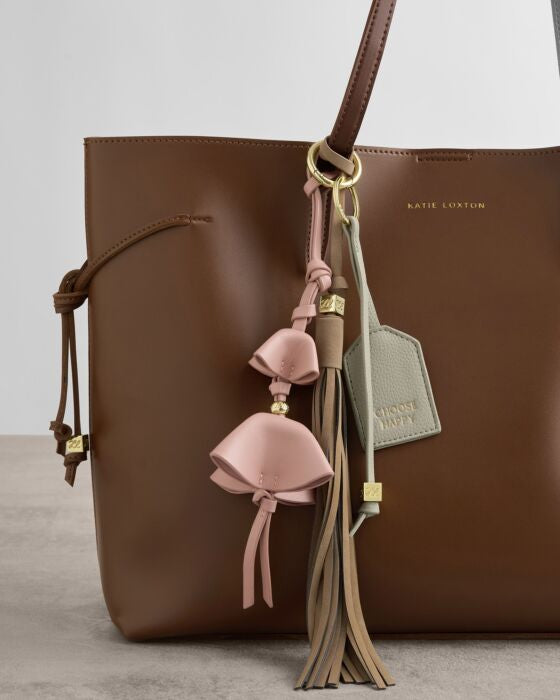 Katie Loxton Oversized Tassel Bag Charm Taupe Suedette