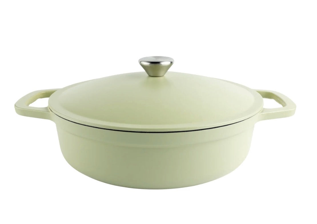 Commichef Light Cast Iron Shallow Casserole 28cm Garden Green