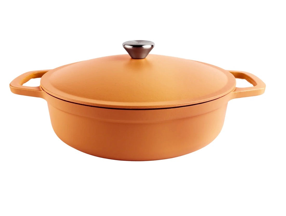 Commichef Light Cast Iron Shallow Casserole 28cm Terracotta Orange